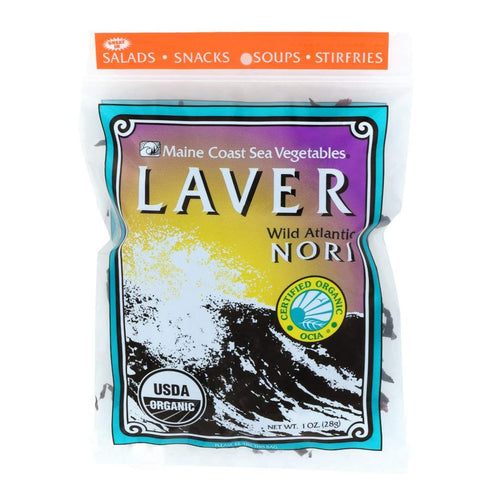 Maine Coast Sea Vegetables Laver Whole Leaf, Organic Dried Seaweed, 1 oz / 28g