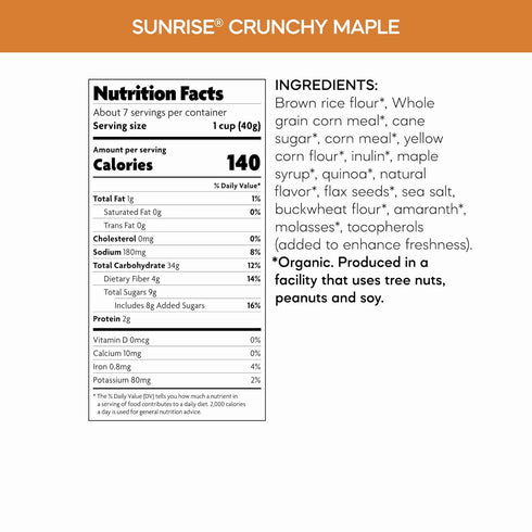 10.6 oz (Pack 1), Nature's Path Organic Sunrise Crunchy Maple Cereal, of Gluten Free, Non-GMO