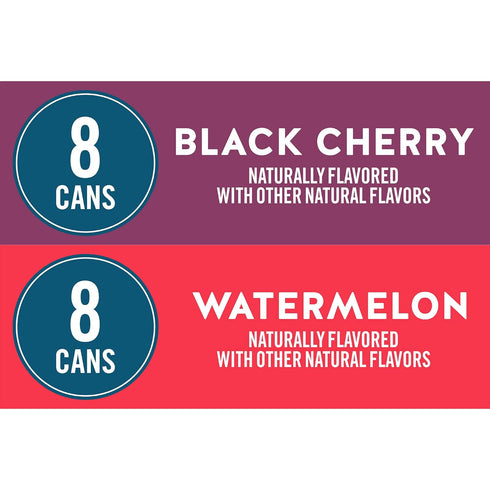 Pack, 12 Oz Pack 16, 8 8 Waterloo Sparkling Water Two-Flavor Fl Cans, of x Black Cherry, x Watermelon | Zero Calories |