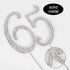 65 Years Birthday Cake Topper, Crystal Rhinestone 65th Wedding Anniversary or 65 Years Old Party Decoration Silver