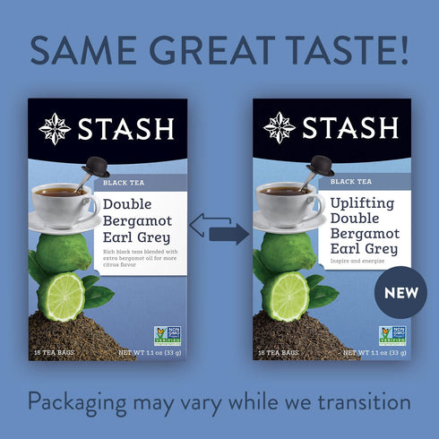 18 Count (Pack 6) 108 Stash Tea Double Bergamot Earl Grey Black Tea - Caffeinated, Non-GMO Project Verified Premium Tea