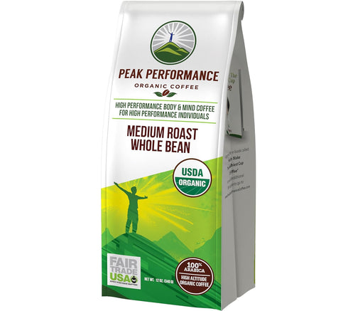 Peak Performance High Altitude Organic Coffee - Fair Trade, Low Acid, Non