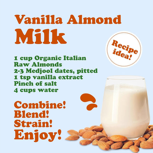 3 Food to Live Organic Imported Raw Almonds, Pounds Non-GMO, Whole, Raw, No Shell, Unpasteurized, Unsalted, Vegan