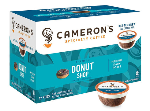 Cameron's Coffee Donut Shop Blend Single Serve Pods, 12 Count, 4.33 Ounce