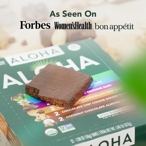 6 Pack 12 Count, 1.9oz ALOHA Organic Plant Based Protein Bars - Flavor Variety - Bars - Vegan Snacks, Low Sugar