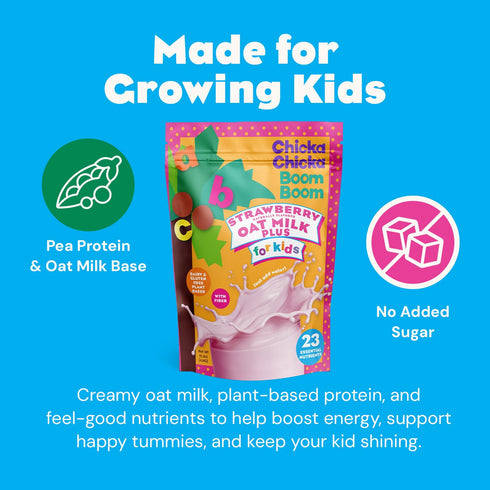 23 1+ Chicka Chicka Boom Boom Strawberry Oat Milk Plus, Plant-Based Toddler Protein Drink Mix, Vitamins & Minerals