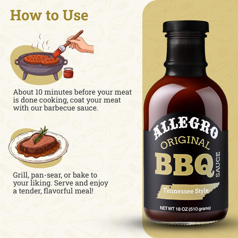 18 Oz (Pack 4) ALLEGRO - The Marinate Everything Marinades| Barbecue Sauce for Chicken, Pork, Ribs & Burgers| Hickory