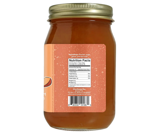 20 Green Jay Gourmet Peach Jam - All-Natural Fruit Jam with Peaches & Lemon Juice - Vegan, Gluten-free Jam - Contains