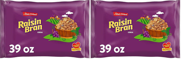 Malt-O-Meal Raisin Bran Cereal, Wheat Flakes and Raisins Breakfast Cereal, Large Cereal