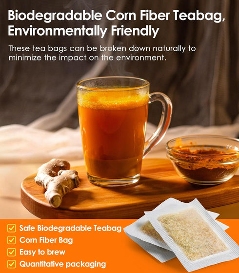 Rlvym 120 Gluten(120pcs, 240g) Bags Turmeric Ginger Cinnamon Tea, Natural Turmeric Herbal Tea, Improve Digestion