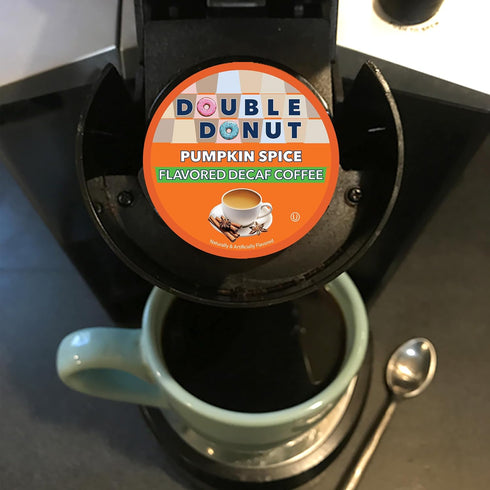 Double Donut Medium Roast Decaf Coffee Pods, Pumpkin Spice Flavored, 24 Single-Serve Capsules