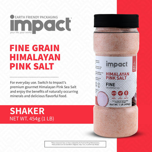 1lb Impact - Fine Himalayan Pink Sea Salt - No Additives Rich in Trace Minerals Non-GMO Gluten-Free Ideal for Low-Carb