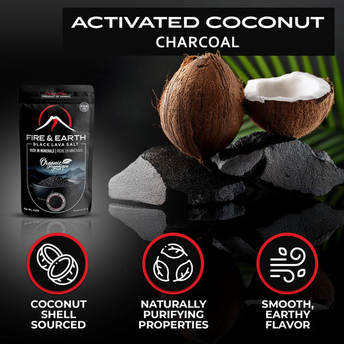 Fire & Earth 0.5lb Rimming Pack 1 - Organic Hawaiian Lava Black Sea Salt - Black Salt - Gourmet Finishing Salt