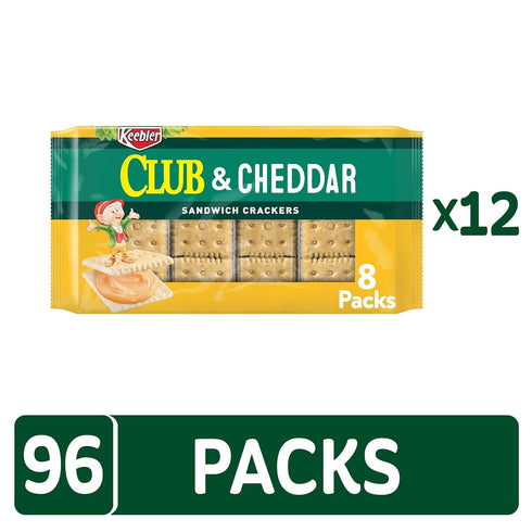 (12 96 Packs) Keebler Sandwich Crackers, Lunch Snacks, Club and Cheddar Trays