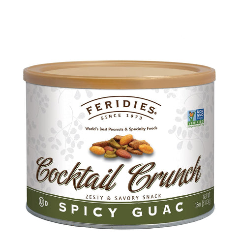 18 Oz FERIDIES Cocktail Crunch Spicy Guac and Buffalo Gourmet Snack Mix with Cocktail Nuts - Tin