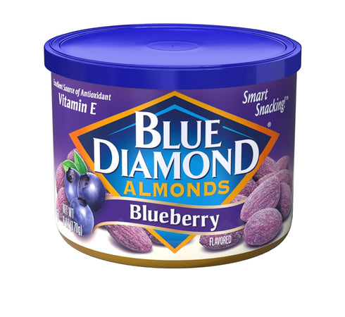6oz (Pack 4) Blue Diamond Almonds, Classic Blueberry Flavored Sweet Snack Nuts, Non-GMO,Kosher, and No Gluten