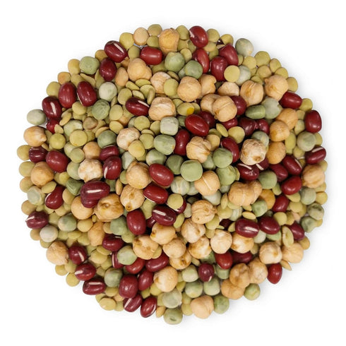 1 Crunchy Mix of Sprouting Bean Seeds, Pound Green Peas, Adzuki, Lentils, Garbanzo, Kosher, Raw