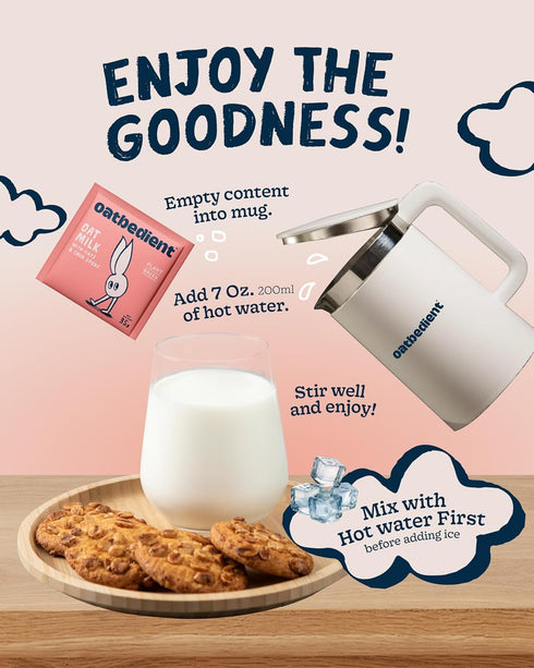 10 oz 12 Oatbedient Oat Milk Powder, Sachets, Non-Dairy Milk Powder, NGMO, Vegan, No Preservatives, Lactose Free Milk