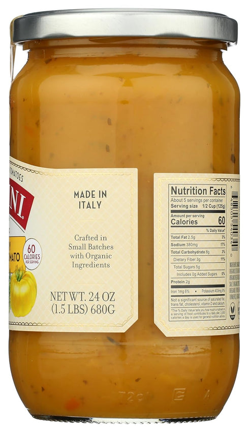 Lucini Organic Golden Tomato Sauce, Classic Italian Sauce in Glass Jar, 24 oz, No Sugar Added