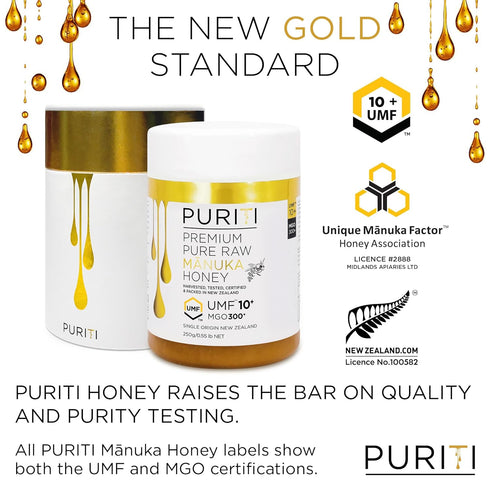 300+ 10+ 100% 8.8 Oz 250g Packed PURITI Manuka Honey MGO / UMF | Pure Genuine Raw Manuka Honey | / | Harvested, Tested