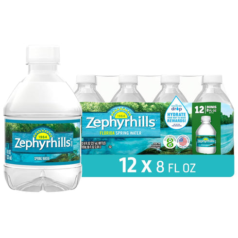 Zephyrhills Florida Spring Bottled Water, 12 Pack - Still Drinking Water with