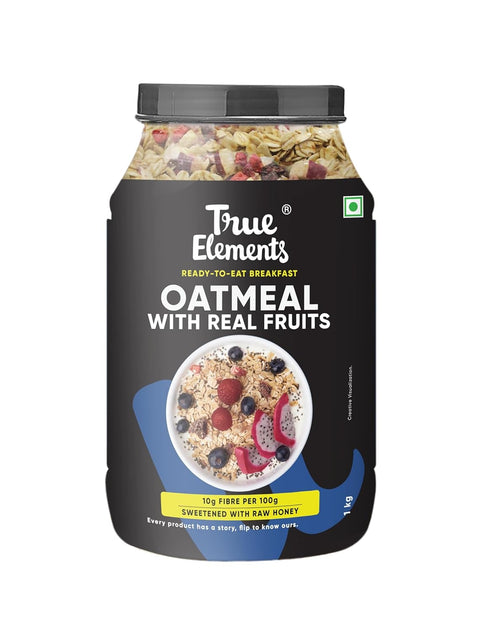 True Elements Whole Oatmeal 1kg - With Chia and Real Fruits, Cereal