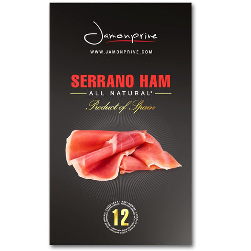 Spanish Serrano Ham Sliced Dry-Cured (3oz) - Spanish Jamon Serrano with NO