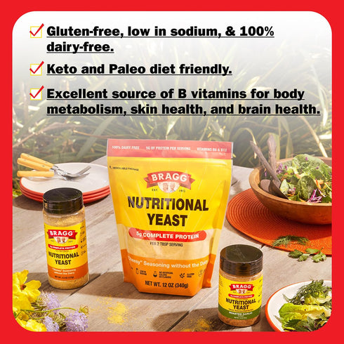 3oz Bragg Nutritional Yeast Roasted Garlic Seasoning + Bragg Apple Cider Vinegar Capsules with Vitamin D and Zinc
