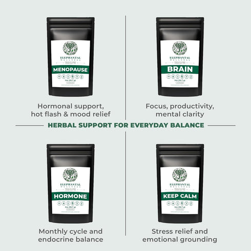 Elephantal Wellness 4 oz Premium Well Balanced Herbal Tea | Healthy Cortisol, Adaptogenic Stress Energy Support