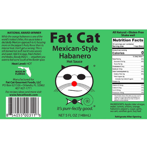 Pack Set (5 Heat Lovers Natural Hot Sauce Variety by Fat Cat Gourmet | Habanero | Scotch Bonnet | Ghost | Scorpion |