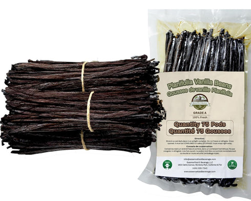 75 "6-8" Inches. Vanilla Beans Bulk For Making Vanilla Extract Grade A - NON-GMO Fresh Pods