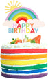 Glitter Happy Birthday Cake Toppers, Rainbow Cake Picks for Baby Shower Birthday Party Decoration Supplies