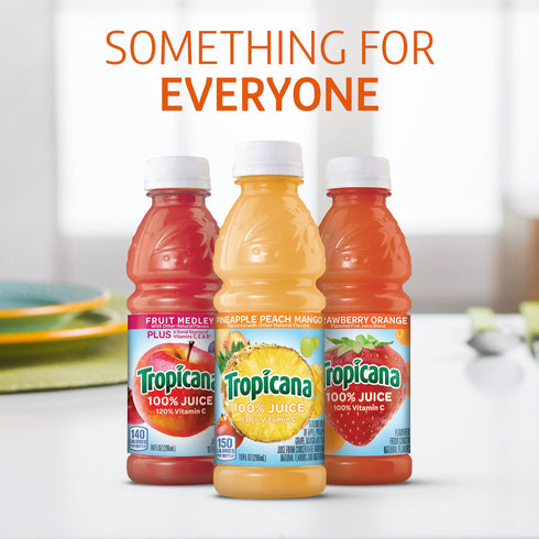 100% 3-Flavor Pack, 10 Oz, (Pack 24), 10 Tropicana Juice Fruit Blend Variety Fl Bottles, of ounces
