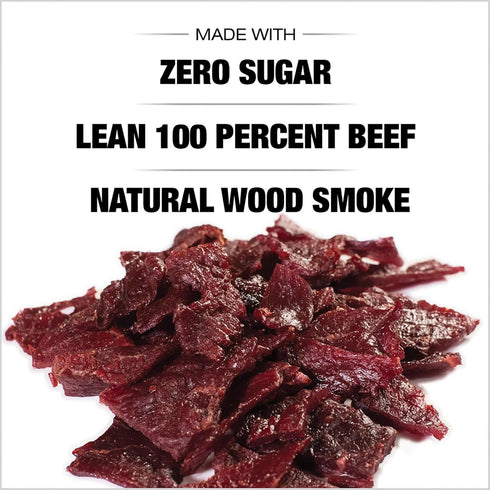 Old Trapper Zero Sugar Beef Jerky, Eight-Ounce Package, Natural Wood Smoked Keto-Friendly Snack, 14 Grams Protein