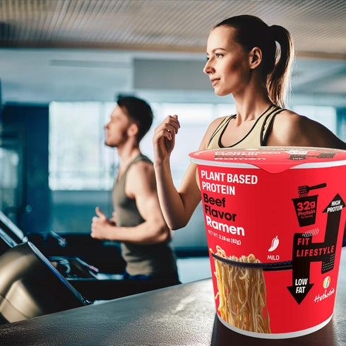 6-Pack 32g Hethstia High Protein Ramen Cup, Spicy Beef Flavor, Instant Healthy Ramen Soup with Plant Protein, Vegan