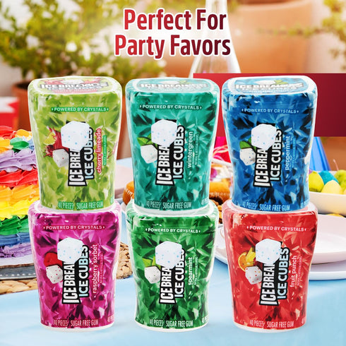 Pack 6 Pack IceCubes Variety - Sugar Free Refreshingly Cool IceCubes Gum of Peppermint, Bubble Breeze, Spearmint