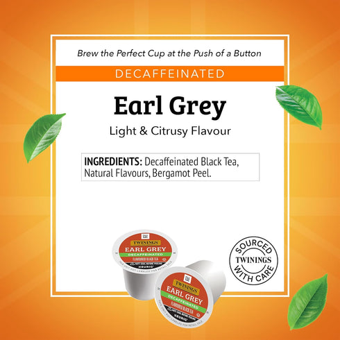 24 Count (Pack 1), Twinings Decaffeinated Earl Grey Black Tea K-Cup Pods for Keurig, of Flavoured with Citrus