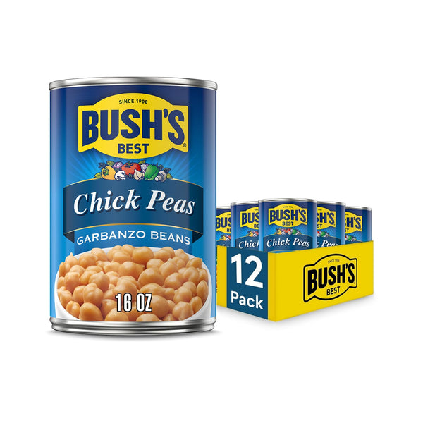 BUSH'S BEST 16 oz Canned Garbanzo Beans (Chickpeas), Source of Plant Based