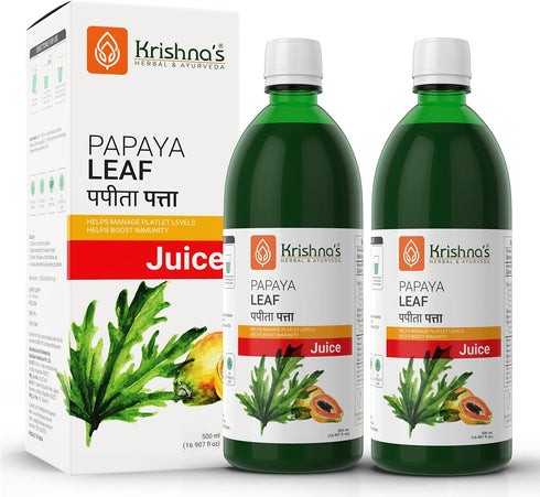 KRISHNA'S HERBAL & AYURVEDA Papaya Leaf Juice - Fresh Papaya Leaves Helps