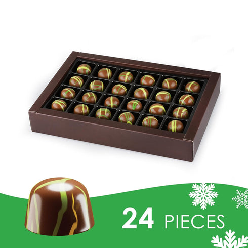 24 Count, 10.15 Oz Fiorella Dubai Chocolate Gift Box, Premium Gourmet Milk Chocolate with Pistachio, Butter & Crispy