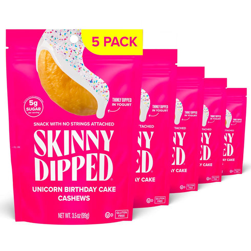 SkinnyDipped Birthday Cake Cashews, Healthy Snack, Plant Protein, Gluten Free, 3.5 oz