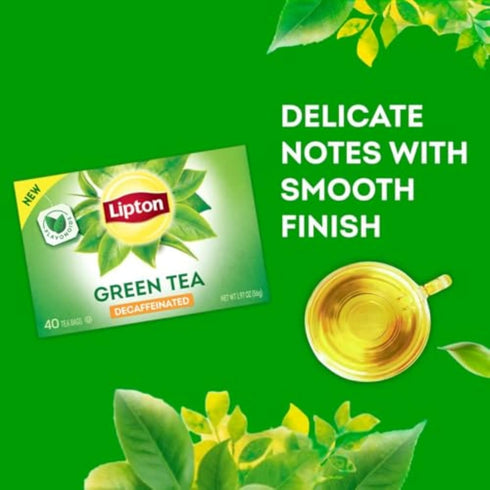 240 (40ct Pack 6) Lipton Decaf Green Tea Bags, Unsweetened Iced or Hot Tea Bags, Total Tea Bags