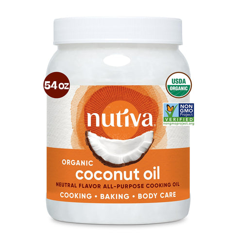 Nutiva Organic Coconut Oil, 54 Fl Oz, USDA Organic, Non-GMO, Vegan, Keto, Paleo, Neutral Flavor for Cooking & Skin