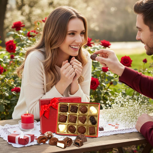 S&K Truffle Co. 12-Piece Luxury Milk Chocolate Truffles Gift Box, Assorted Belgian-Style Chocolates, Mothers Day Gift