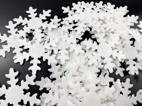 48pcs Edible Christmas Snowflakes, White Cupcake Cake Toppers for Christmas Winter Theme Party