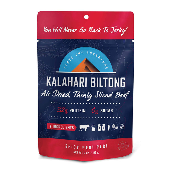 Spicy Peri Peri Kalahari Biltong - Air-Dried Thinly Sliced Beef, 2oz (Pack of 1), Sugar Free, Gluten Free