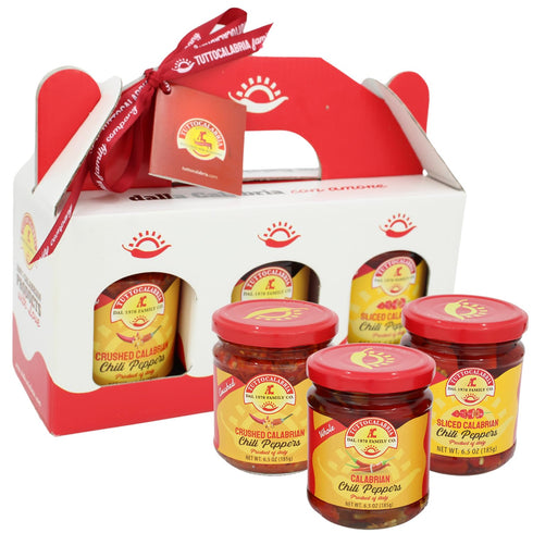 Set, 3 Pack, Set (3 Pack 6.5oz) TUTTOCALABRIA Gift Variety Crushed, Sliced, Calabrian Chili Pepper Gift X Non GMO