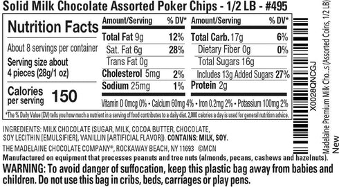 8 oz Madelaine Milk Chocolate Poker Chip Candy Individually Wrapped Casino Coins Fun Treats for Kids, Boys & Girls Bag
