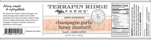 10.5 Terrapin Ridge Farms Champagne Garlic Honey Mustard Gourmet Spread and Glaze One Ounce Jar