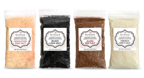 Pack 6 oz. 24 oz Multipack Gourmet Sea Salt Sampler - Multi of Pink Himalayan And French Grey Fine Ground Salts